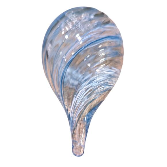 Caithness Scotland Teardrop Icicle Blue Blown Glass Ornament - Picture 4 of 5